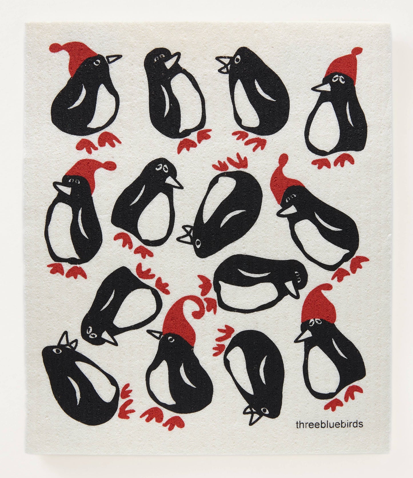 Three Bluebirds Swedish Dishcloths - Merry Penguins Swedish Dishcloth