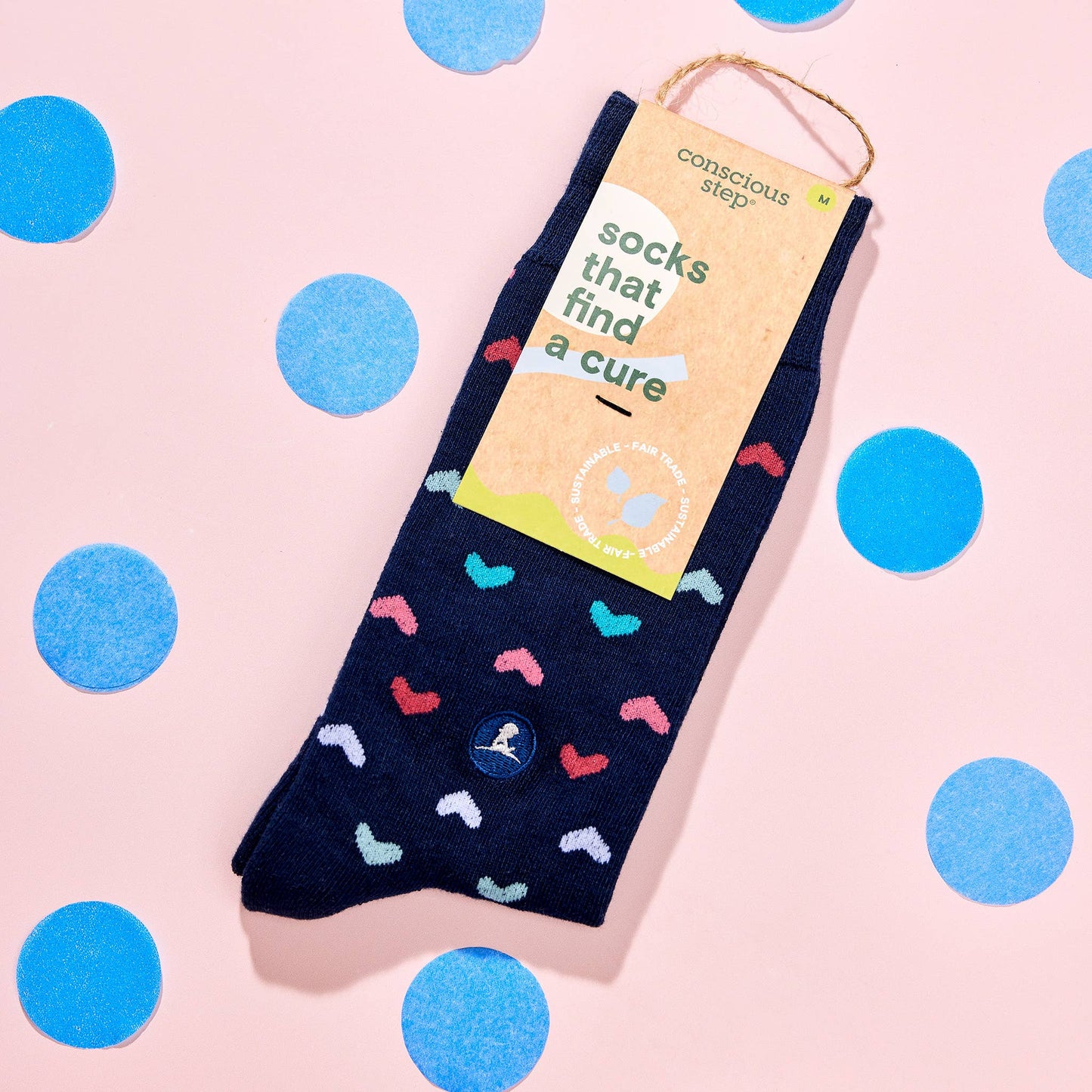 Conscious Step - Socks That Find a Cure (Navy Hearts)
