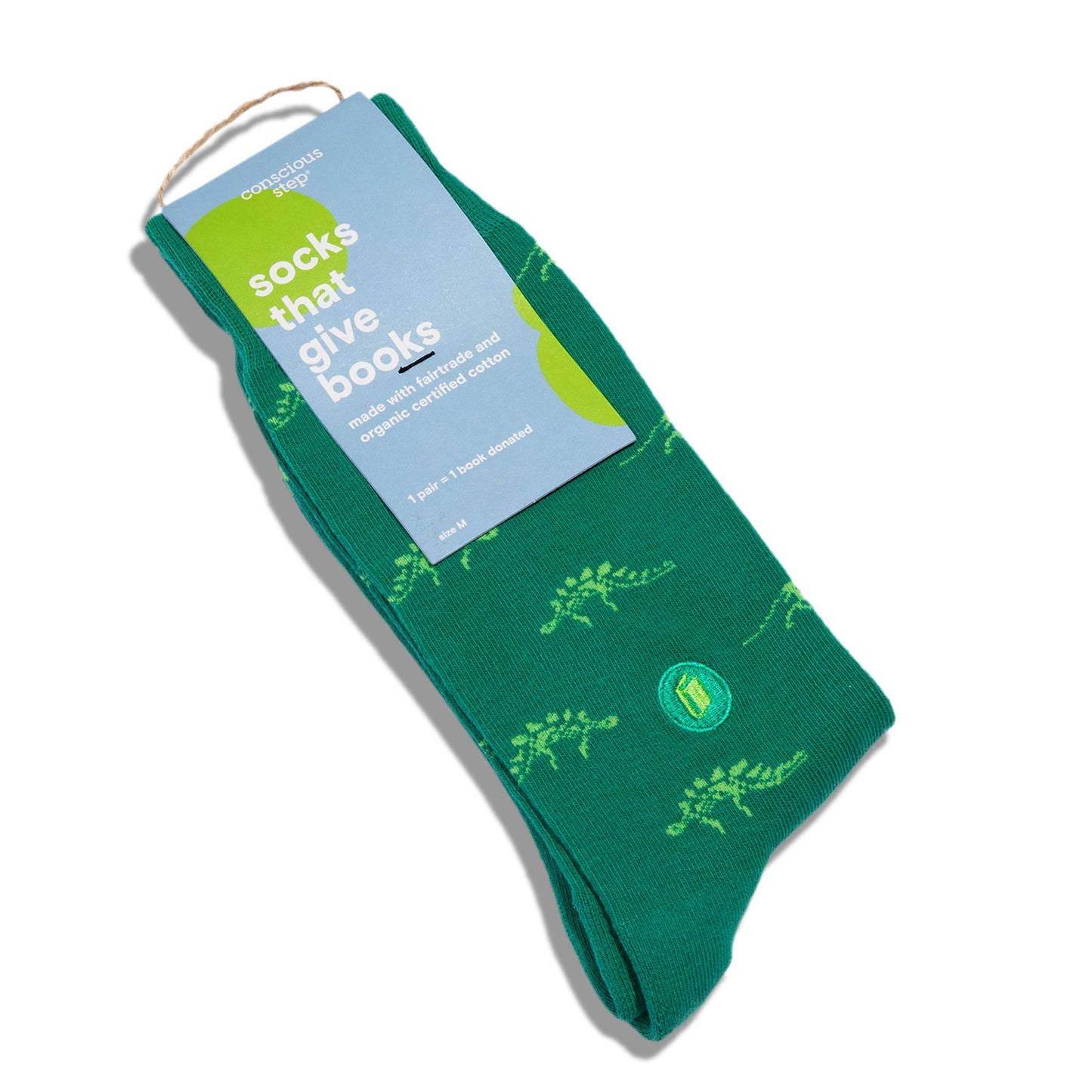 Conscious Step - Socks that Give Books  (Green Dinosaurs)