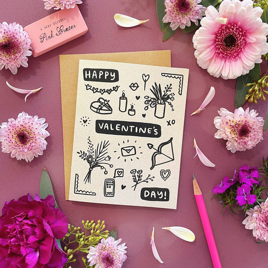 Abbie Ren Illustration - Happy Valentine's Day Symbols Greeting Card