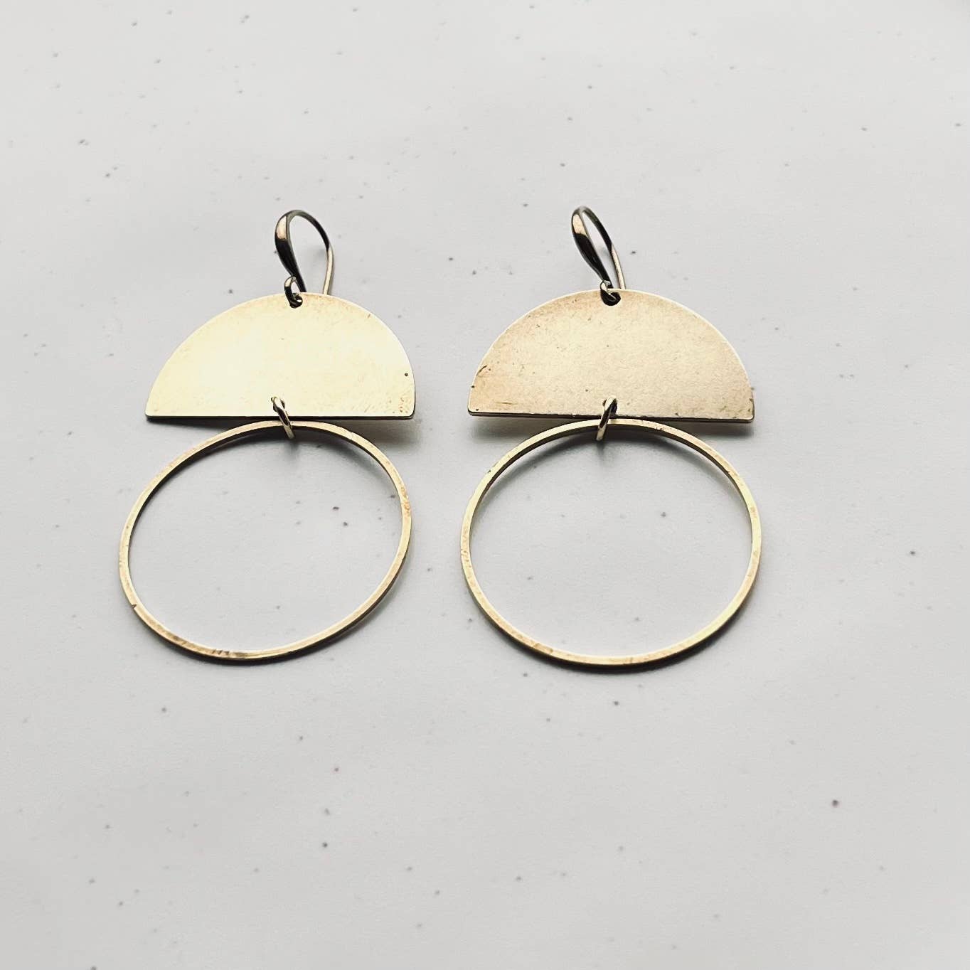 Rux Leather - Handmade brass earrings, Hoop-Half Moon
