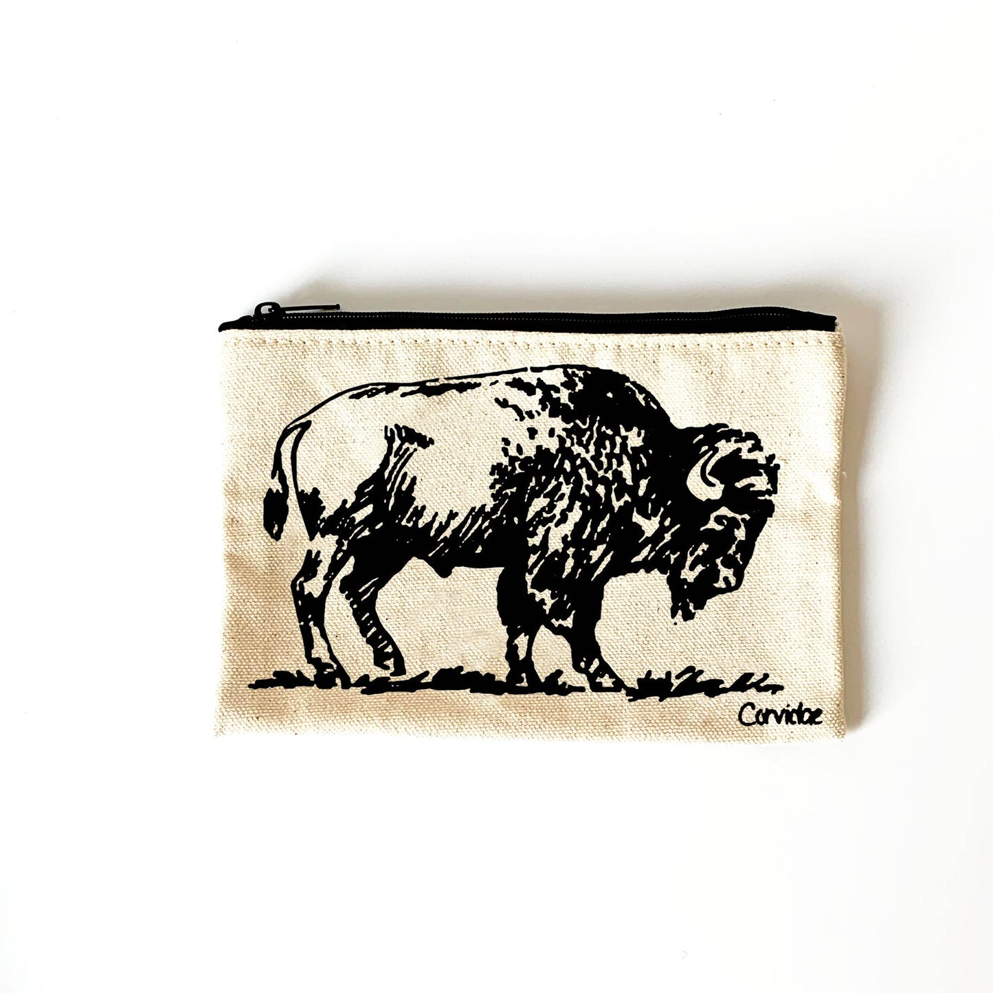 Corvidae drawings & designs - Bison Small Zipper Pouch