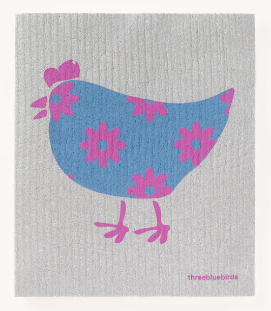 Three Bluebirds Swedish Dishcloths - Hilda on Grey Swedish Dishcloth