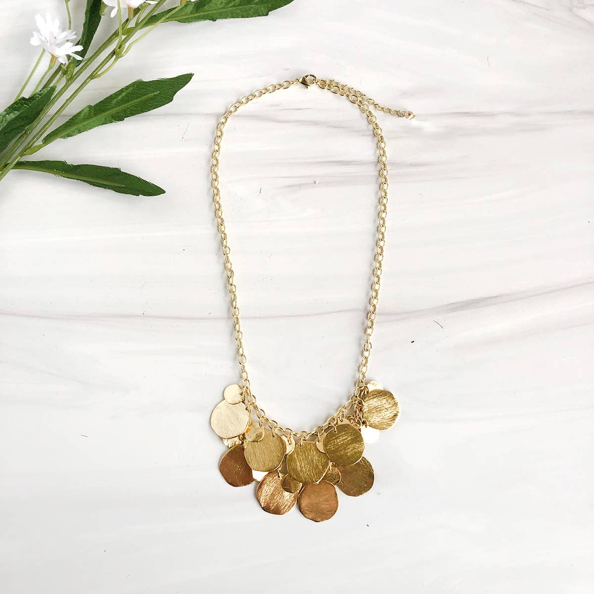 WorldFinds - Cascading Disc Necklace - Gold