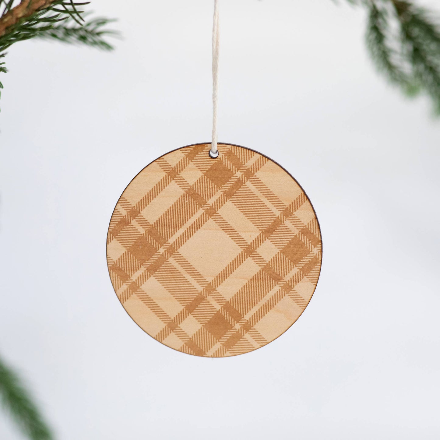 Gladfolk - Plaid Engraved Christmas Ornament • Cozy Holiday Decor