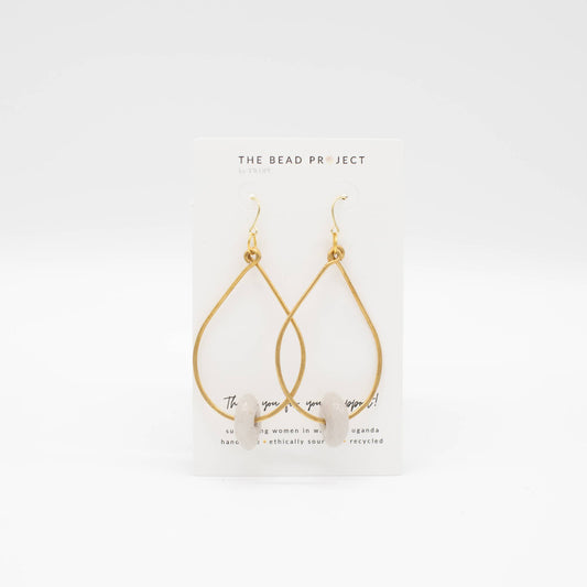 The Bead Project by TWOPU - Recycled Glass Brass Hoops - White