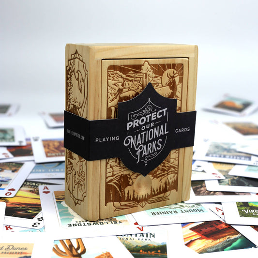 Lantern Press - Protect Our National Parks - Playing Cards Wood Box Set