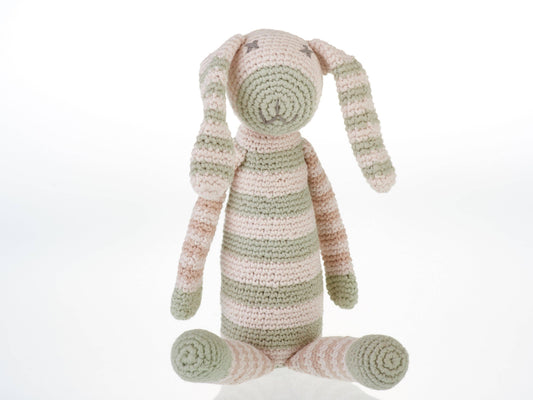 Pebble - Teal Organic Stripey Bunny