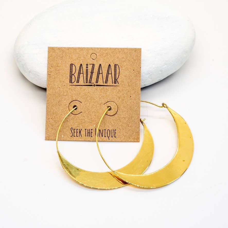 Baizaar - Brass Crescent Earring: Large